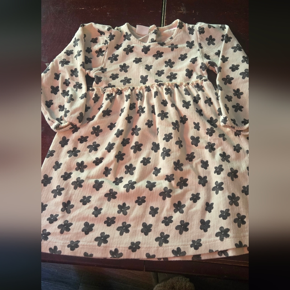 Zara Cream and Black Floral Kids Dress